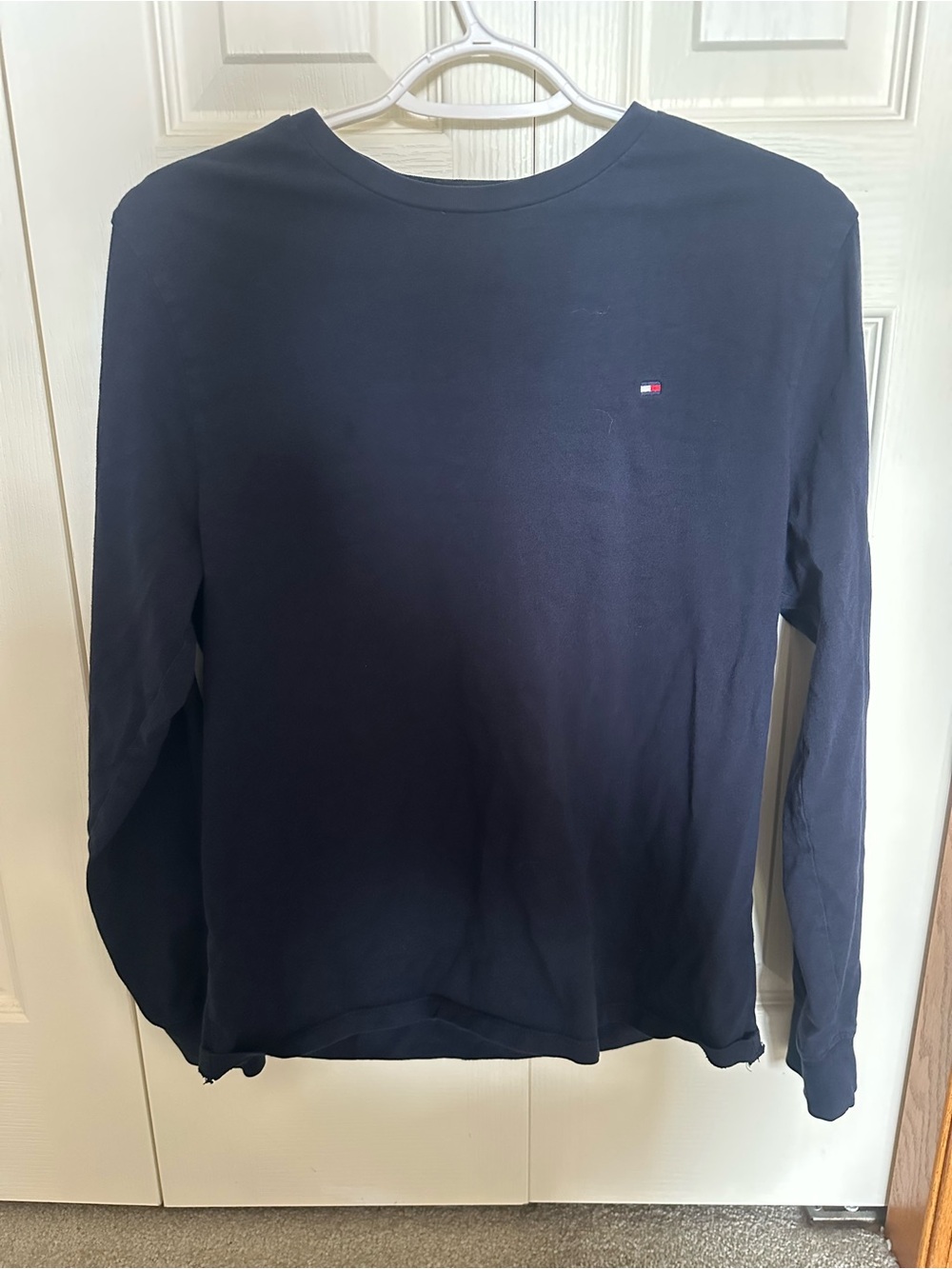 Tommy Hilfiger Navy Long-Sleeve Crew Top with Small Logo
